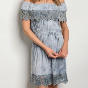 "Lola" Tie-Dye Off The Shoulder Crochet Lace Dress